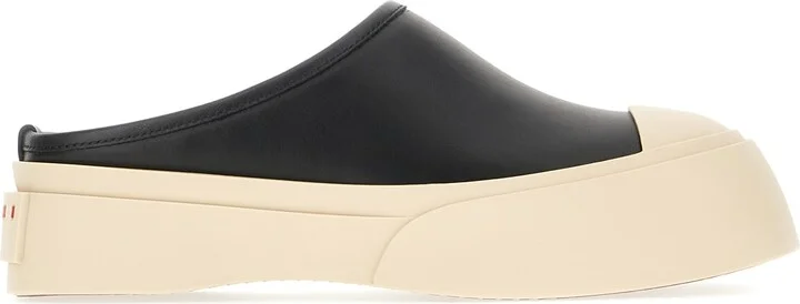 Black Leather Slippers