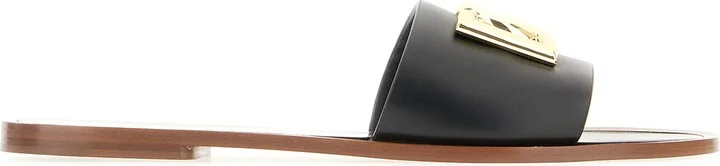 Black Leather Slippers