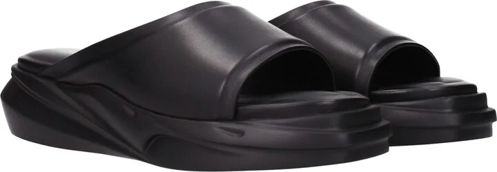Black Leather Slippers Men's Sandals - Image 2