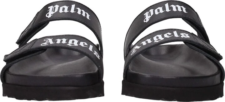 Black Leather Slippers Women's Sandals - Image 3