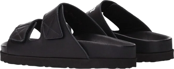 Black Leather Slippers Women's Sandals - Image 4