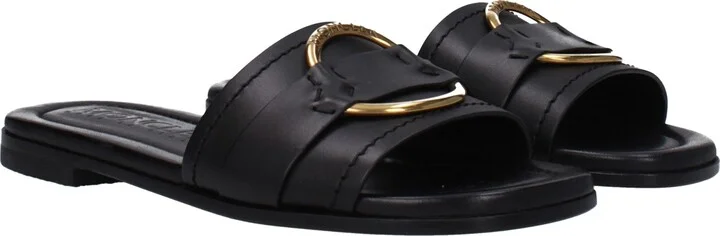 Black Leather Slippers Women's Sandals - Image 2