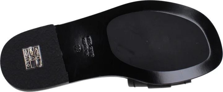 Black Leather Slippers Women's Sandals - Image 5