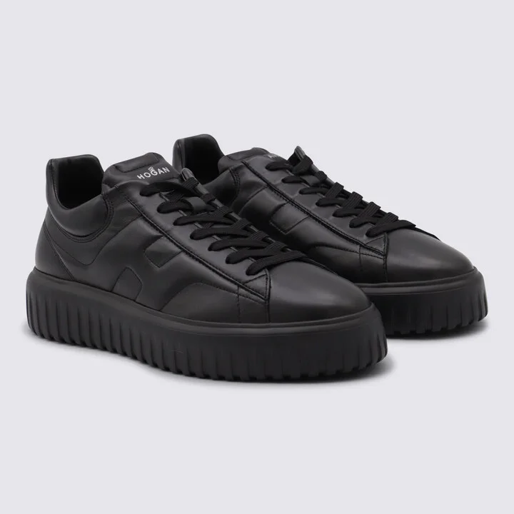 Black Leather Sneakers - Image 2
