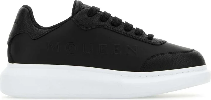 Black Leather Sneakers With Black Leather Heel