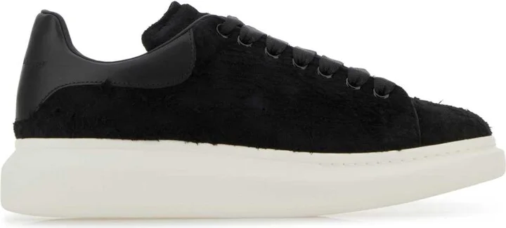 Black Leather Sneakers With Black Leather Heel