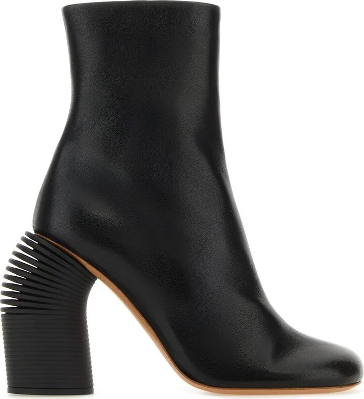 Black leather Spring ankle boots