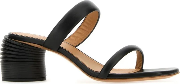 Black Leather Spring Mules - Image 2