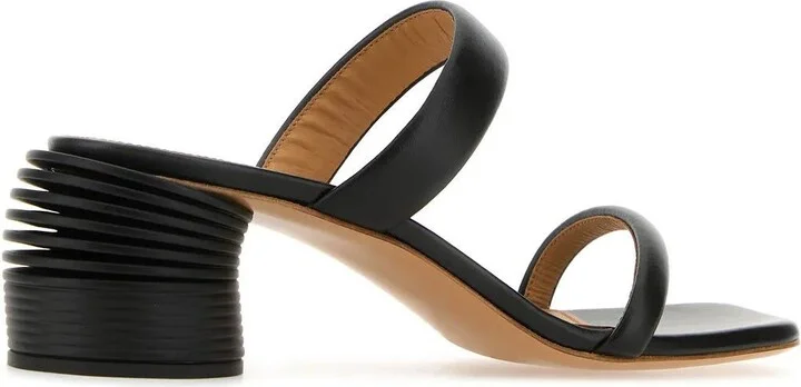 Black Leather Spring Mules - Image 3