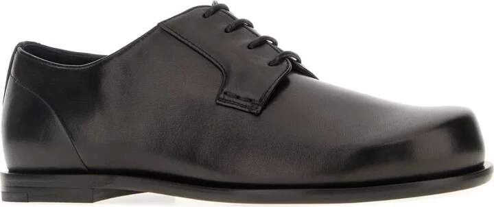 Black Leather Squared Ff Lace-up Shoes - Image 2