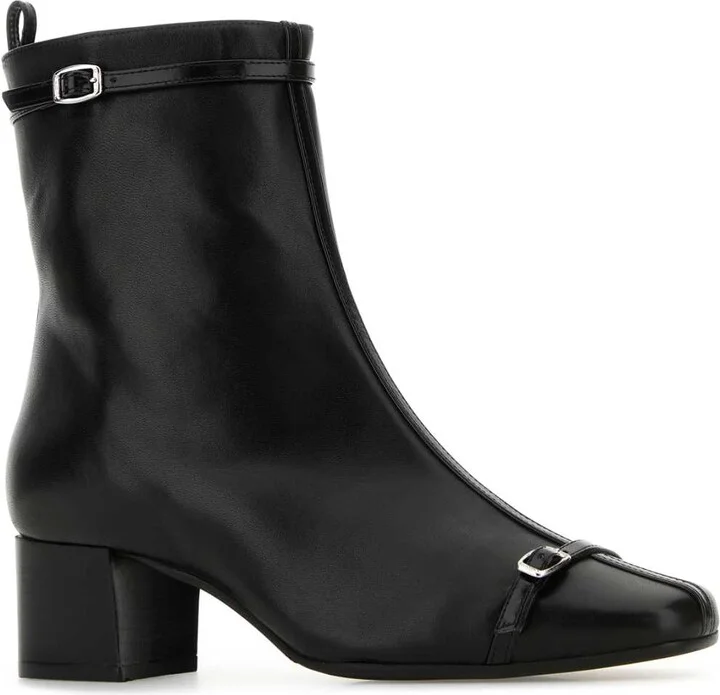 Black Leather Start Ankle Boots - Image 2
