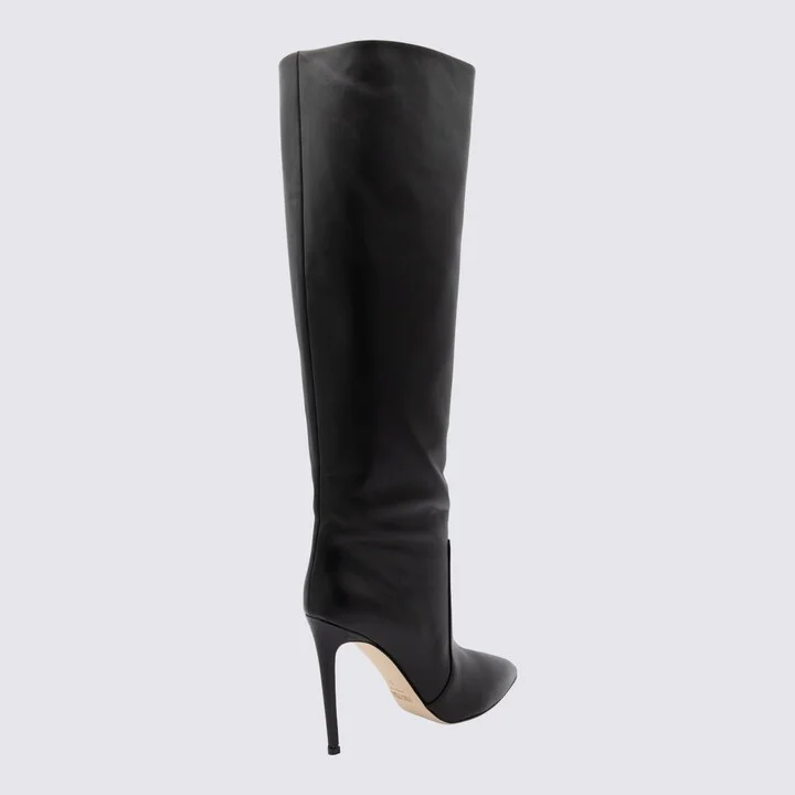 Black Leather Stiletto Boots - Image 2