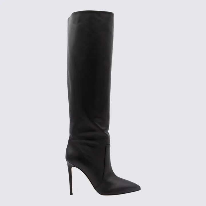 Black Leather Stiletto Boots