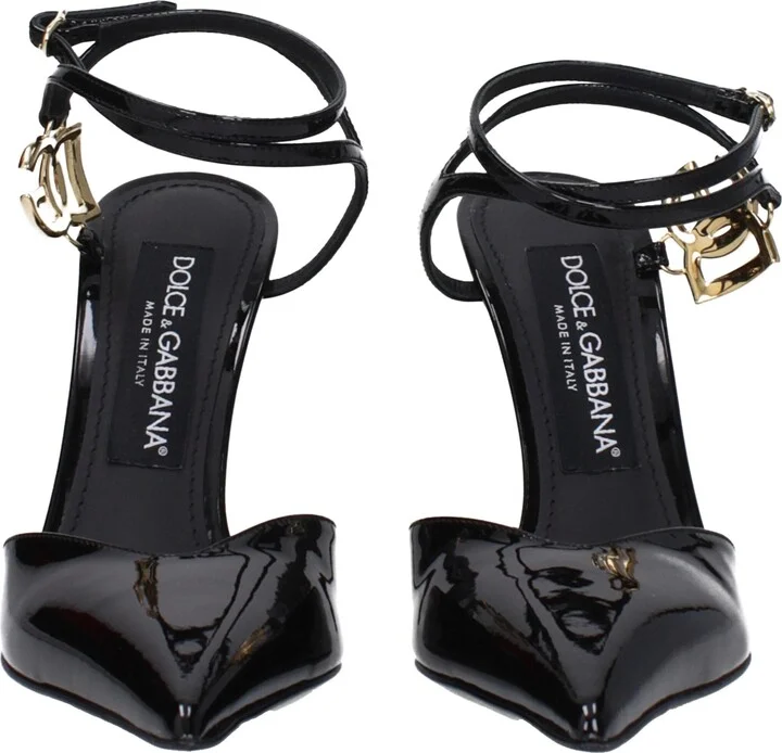 Black Leather Stiletto Heels Women's Sandals - Image 3
