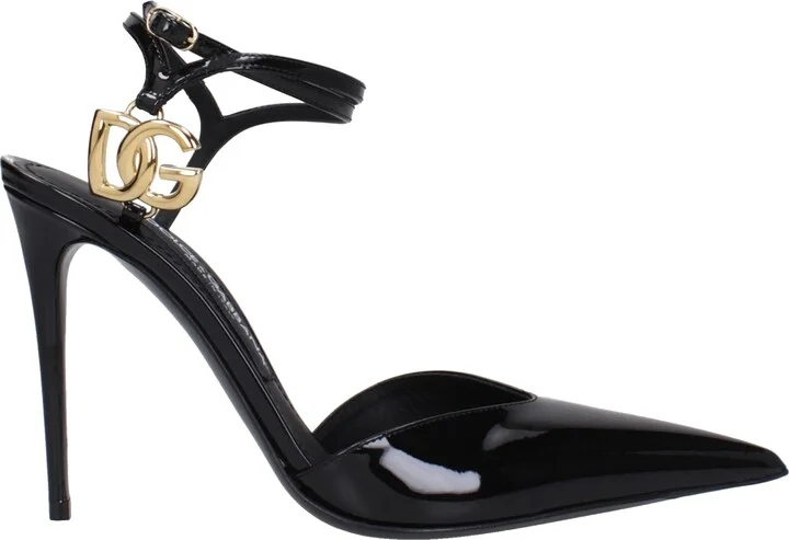 Black Leather Stiletto Heels Women's Sandals