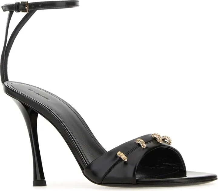 Black Leather Stitch Sandals - Image 2