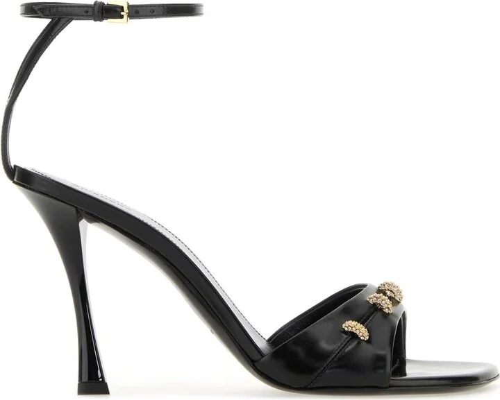 Black Leather Stitch Sandals