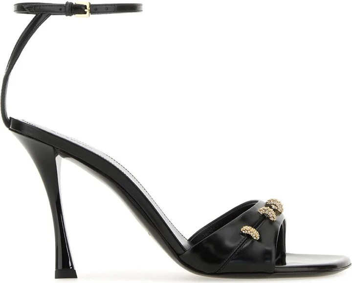 Black Leather Stitch Sandals