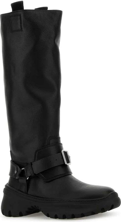 Black Leather Stomp Boots - Image 2