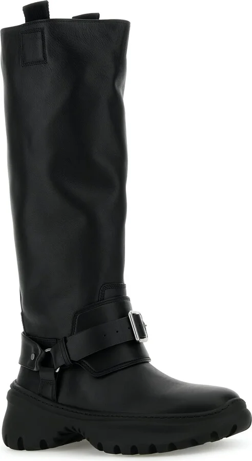 Black Leather Stomp Boots - Image 2