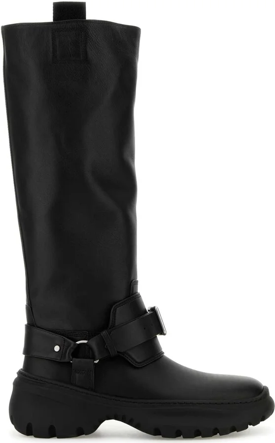 Black Leather Stomp Boots