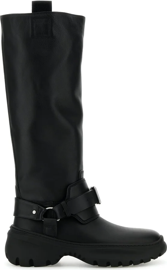Black Leather Stomp Boots