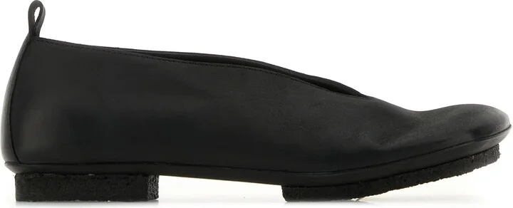 Black leather Stone ballerinas