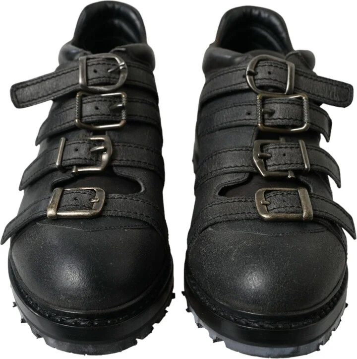 Black Leather Strap Men Ankle Boots Men's Shoes - Image 2