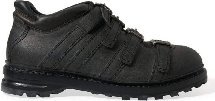 Black Leather Strap Men Ankle Boots Men's Shoes