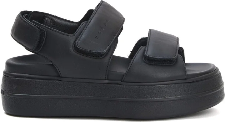 Black Leather Strap Sandal