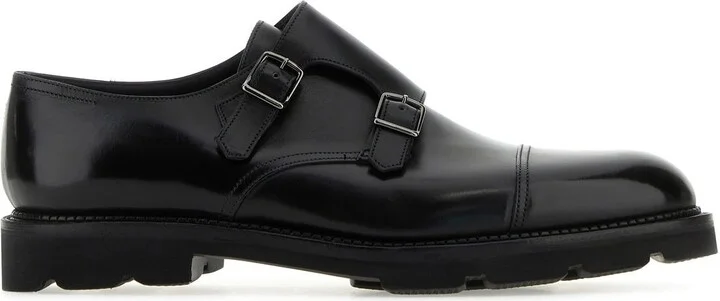 Black leather strap shoes