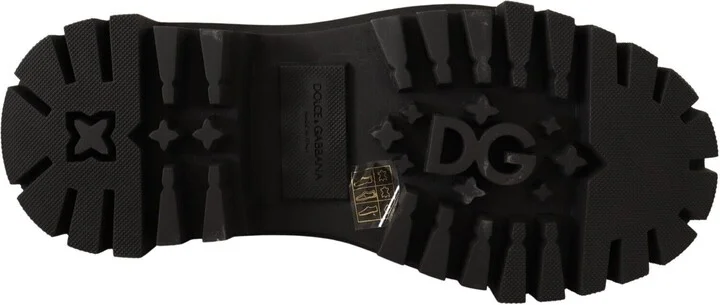 Black Leather Studded Combat Women's Boots - Image 6
