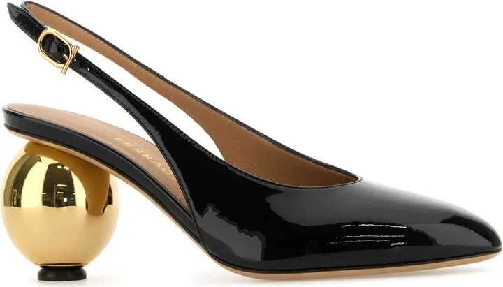 Black Leather Tessie 70 Pumps - Image 2