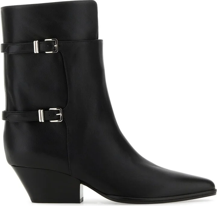 Black leather Thalestris ankle boots