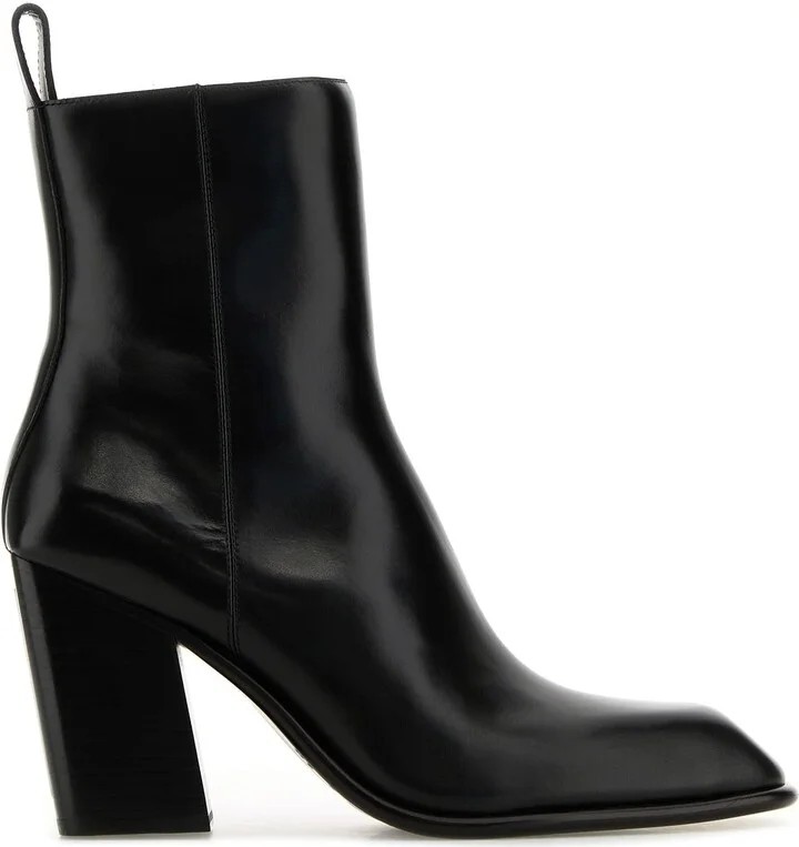 Black leather Throttle ankle boots