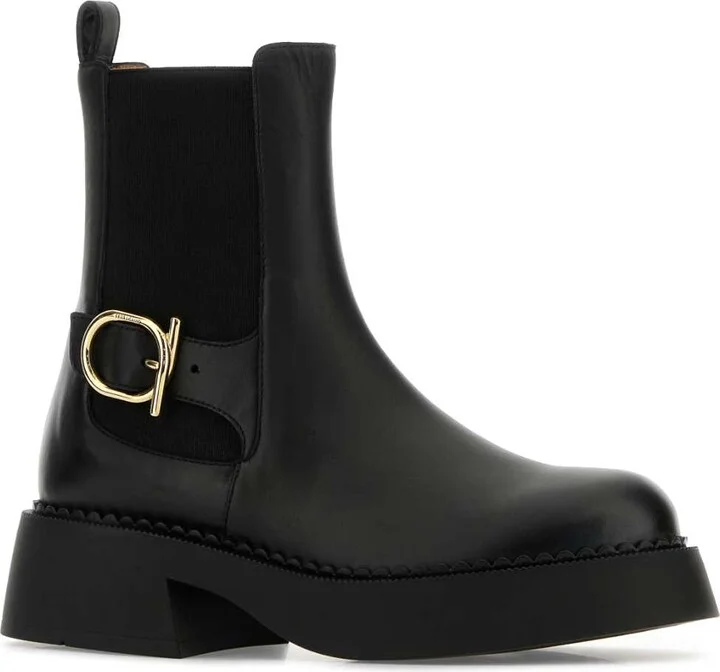 Black Leather Tia Ankle Boots - Image 2