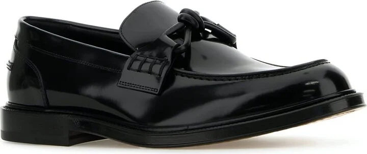 Black Leather Tie Loafers - Image 2