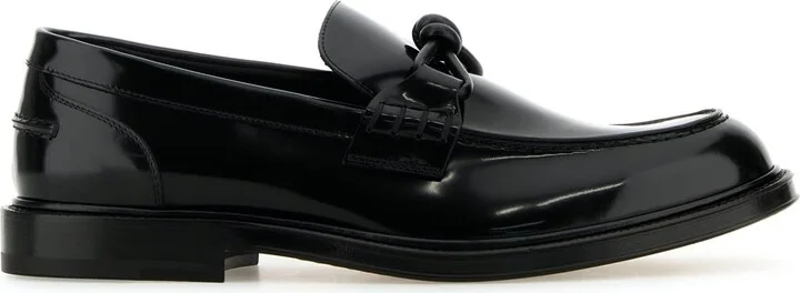 Black Leather Tie Loafers