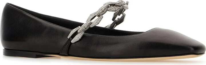 Black Leather Tilda Ballerinas - Image 2