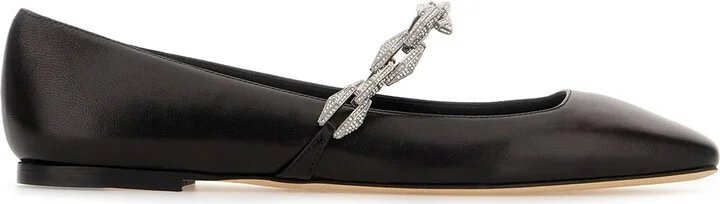 Black Leather Tilda Ballerinas