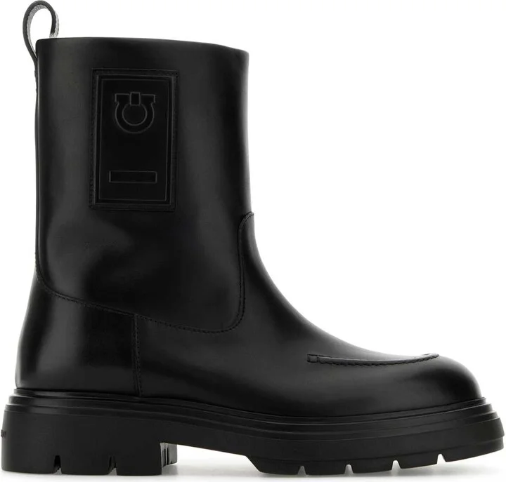 Black Leather Tirba Ankle Boots