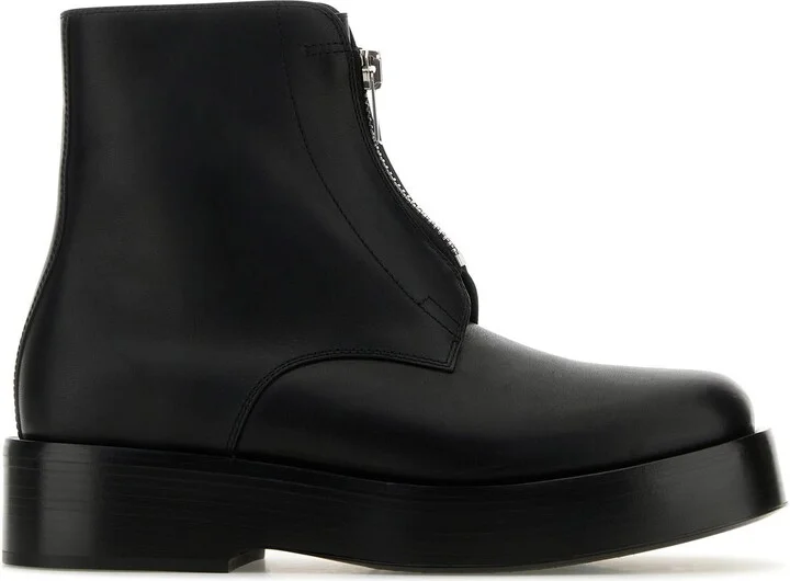 Black leather Torino ankle boots