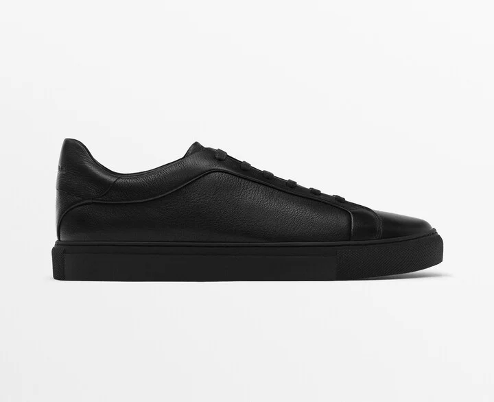 Black Leather Trainers - Image 2