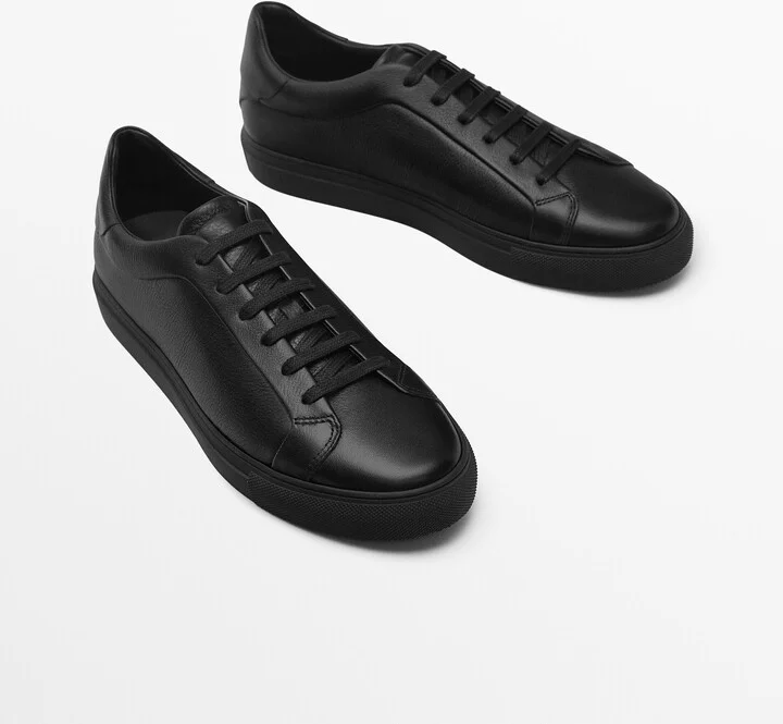 Black Leather Trainers - Image 3