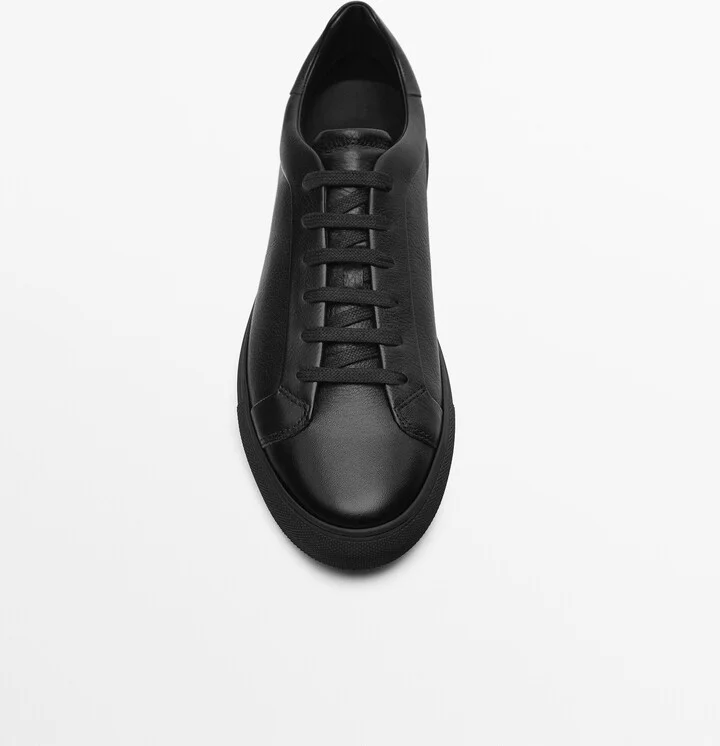 Black Leather Trainers - Image 4