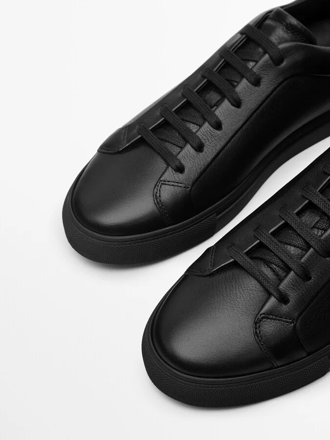 Black Leather Trainers - Image 5