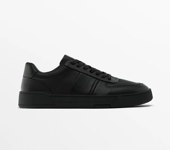 Black Leather Trainers - Image 2