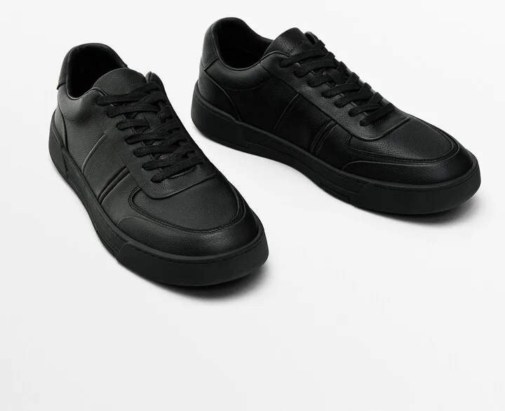 Black Leather Trainers - Image 3