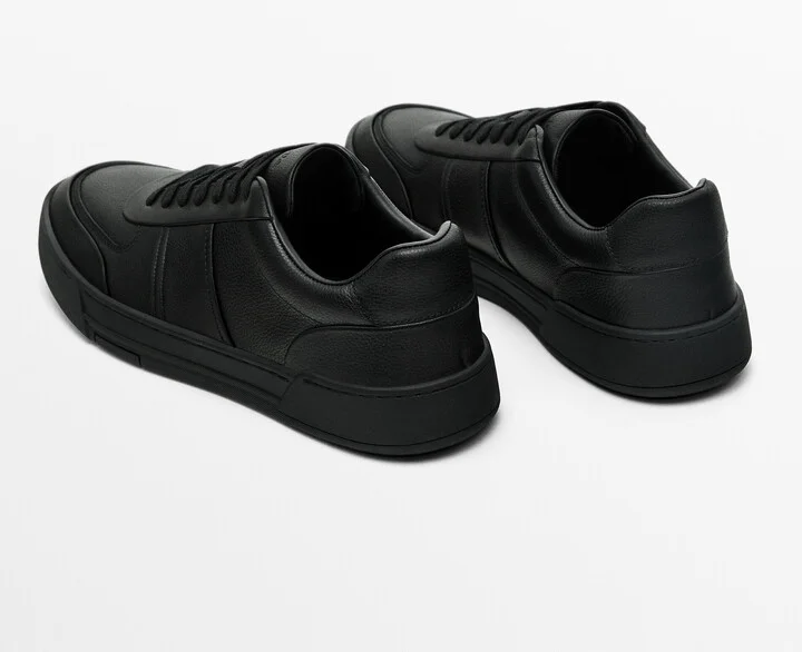 Black Leather Trainers - Image 4