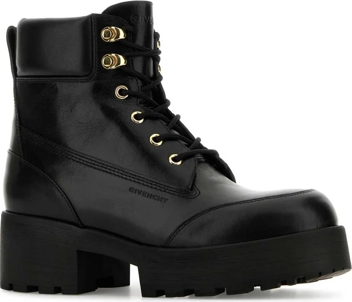 Black Leather Trekker Ankle Boots - Image 2